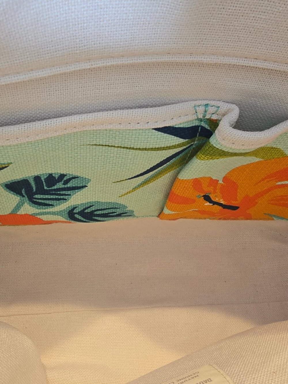 NWOT Spartina 449 Midsize Island Tote, Signature Linen & Leather - Picture 4 of 8